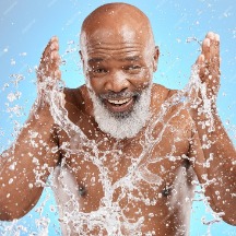 black man in shower